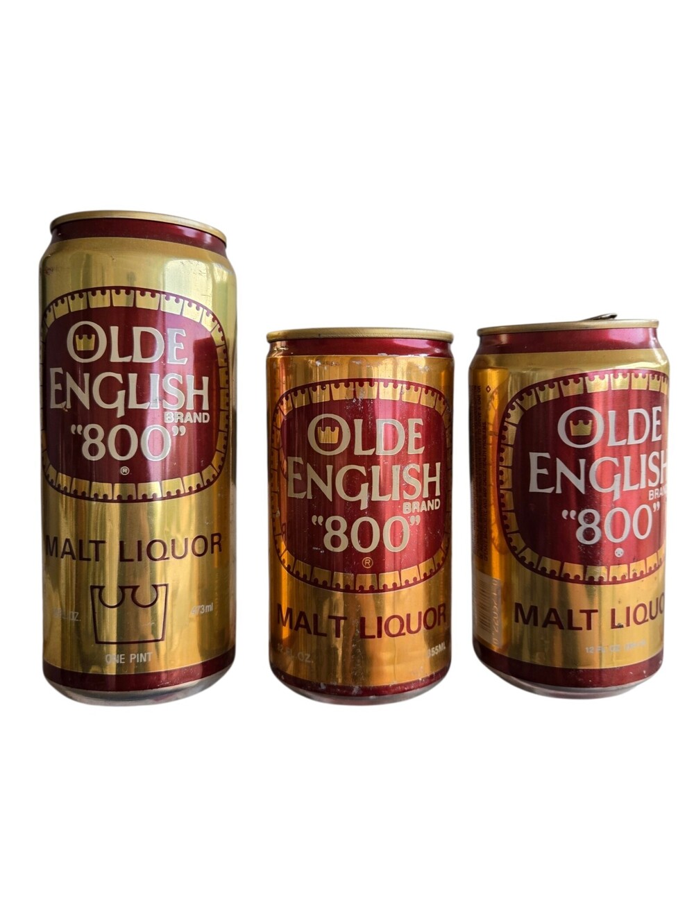 Vintage Olde English 800 Malt Liquor Pull Tab Can Lot Of 3 Unrestored